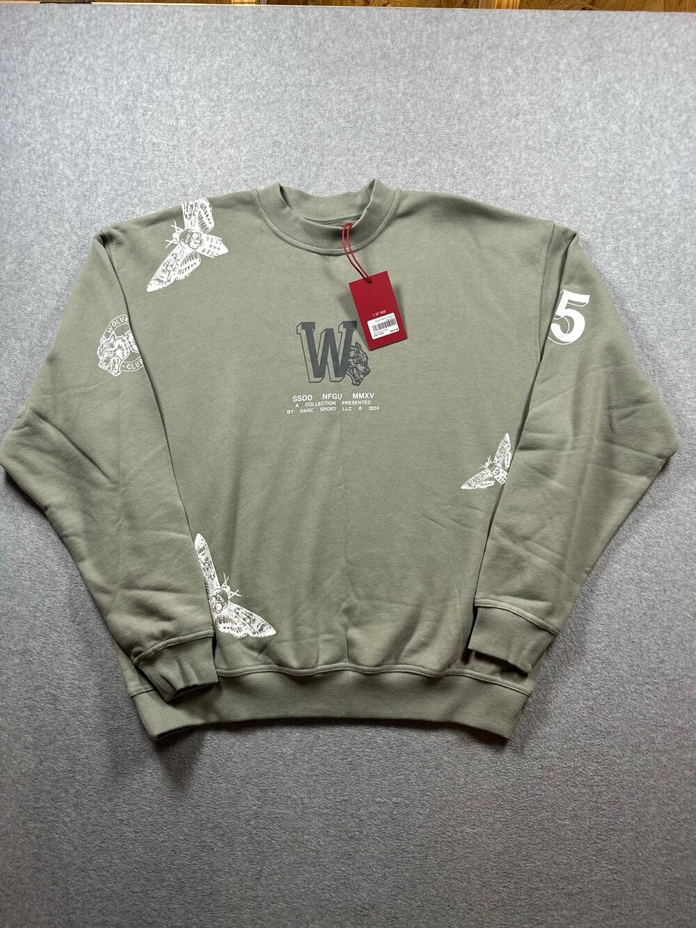Darc Sport Never Forget London Crewneck Sweatshirt Med Olive Green Moth 1 of 500